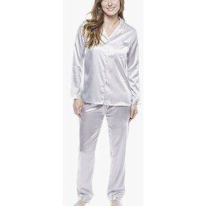 New Twin Boat Silver Pink Satin 2 Pc Pajama Set Medium